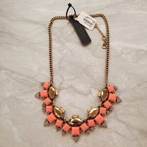 🧡 NWT J.Crew Orange Rhinesontes Crystal Pave Crystal Cluter Statement Necklace